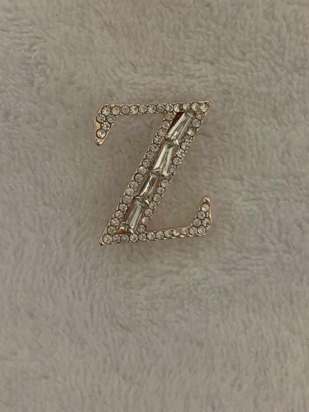 Crystal Letter Z Pin Brooch - Gold Tone